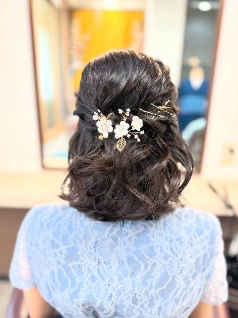 ハーフアップ　ボブアレンジ