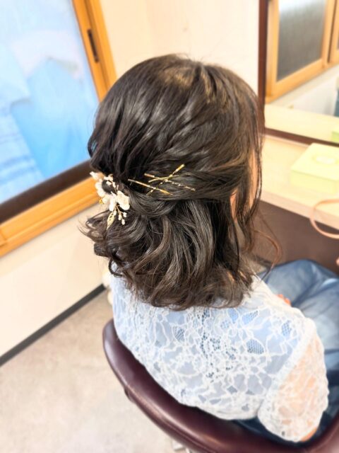 ハーフアップ　ボブアレンジ