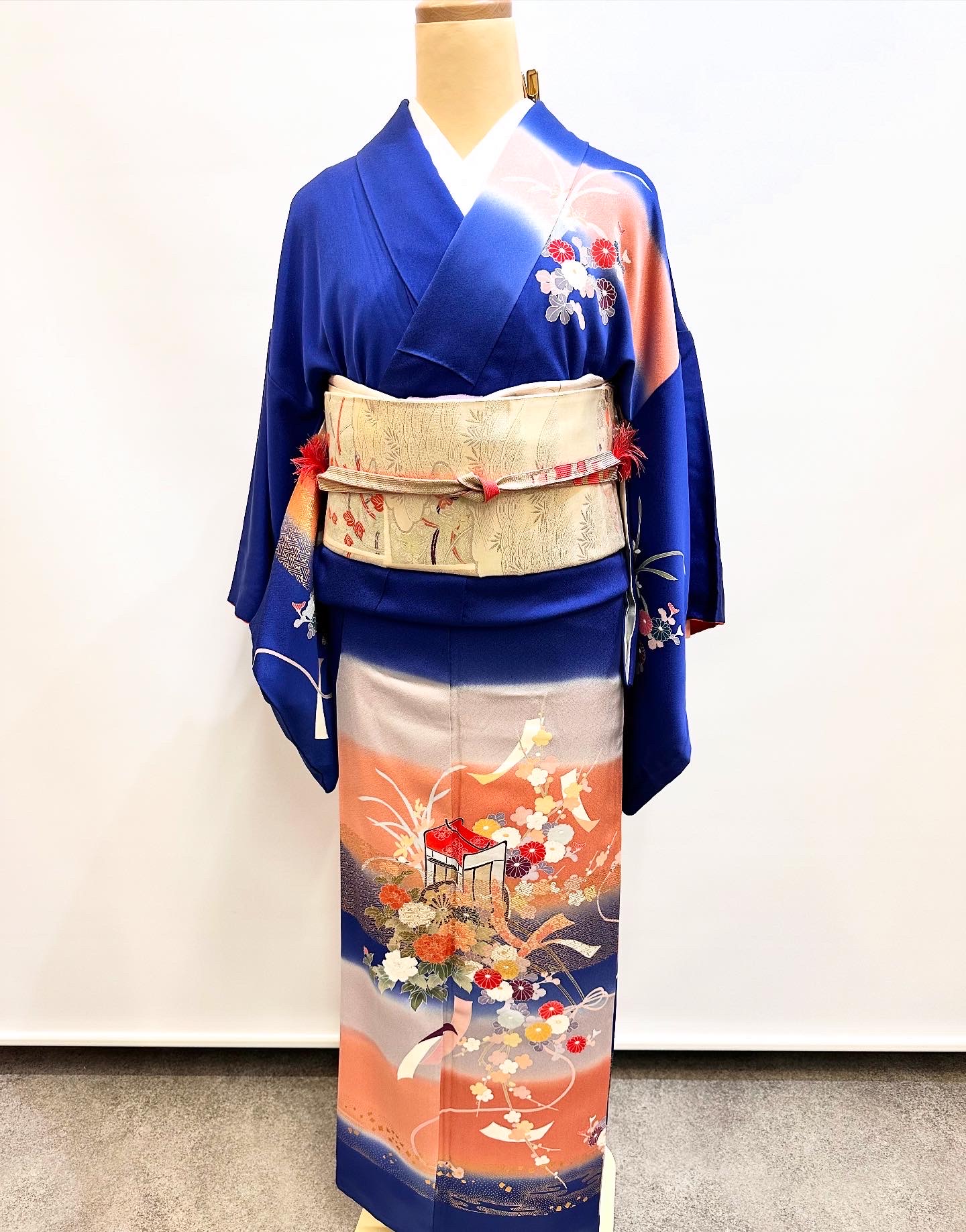 訪問着レンタル【SS-3】ブルーに御所車