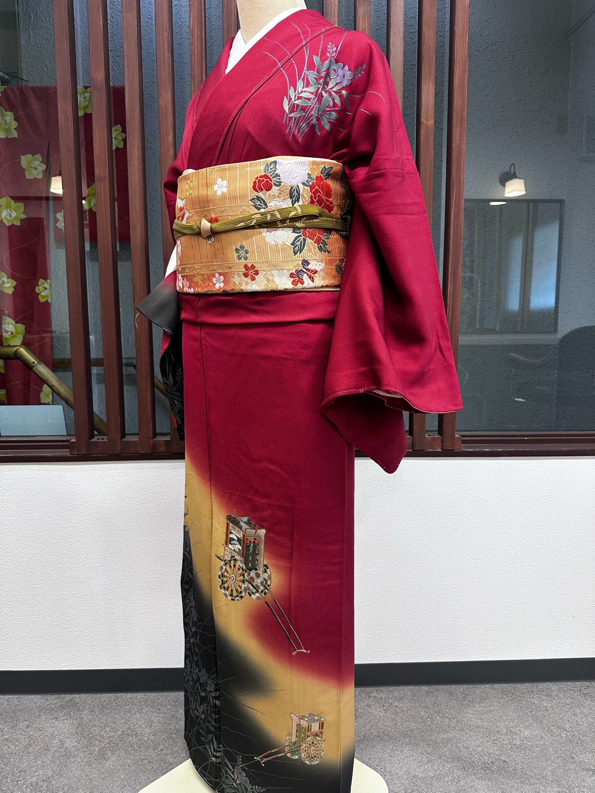 レンタル訪問着【M-8】赤御所車