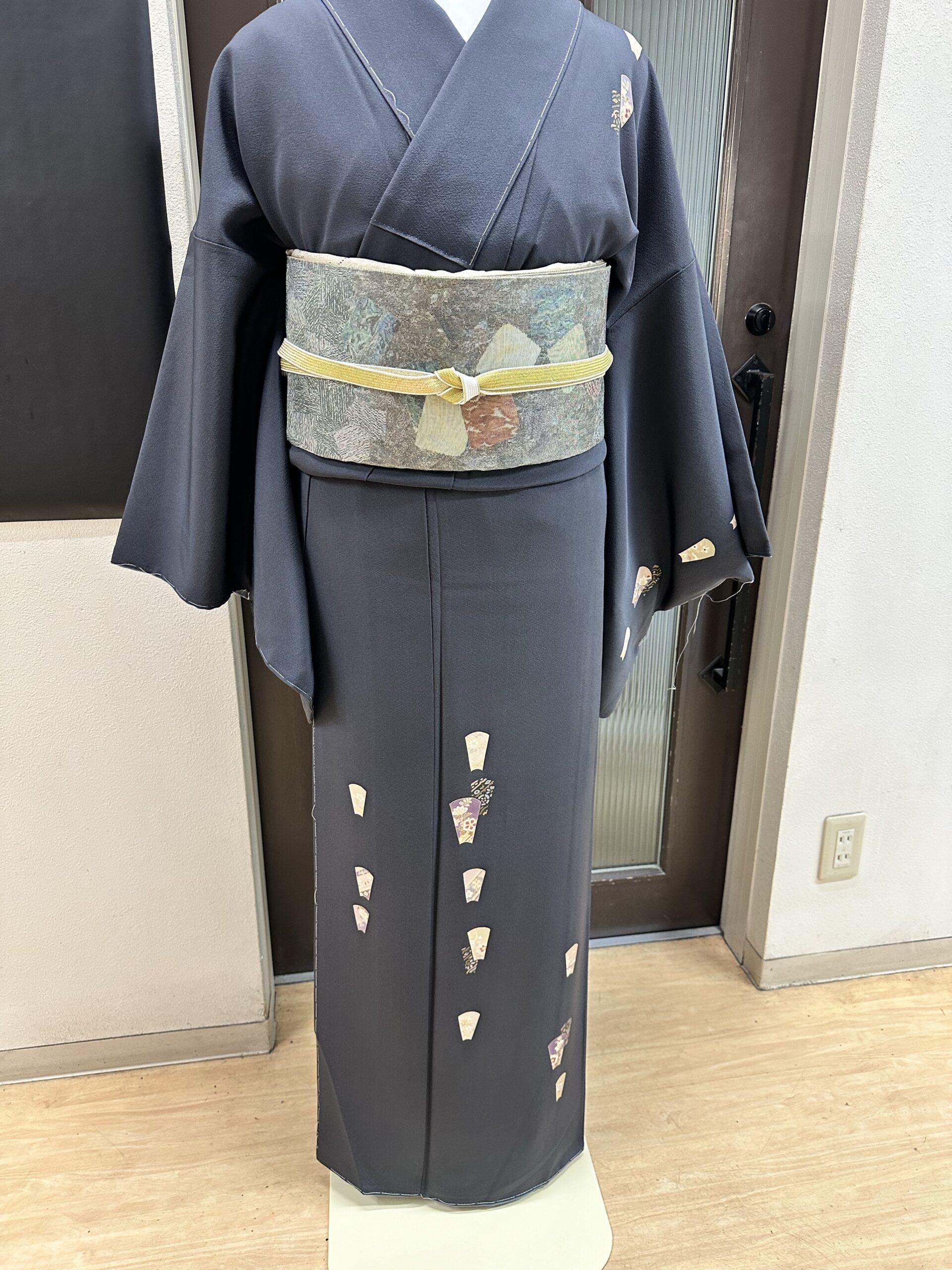 レンタル訪問着【M-4】濃紺付け下げ訪問着