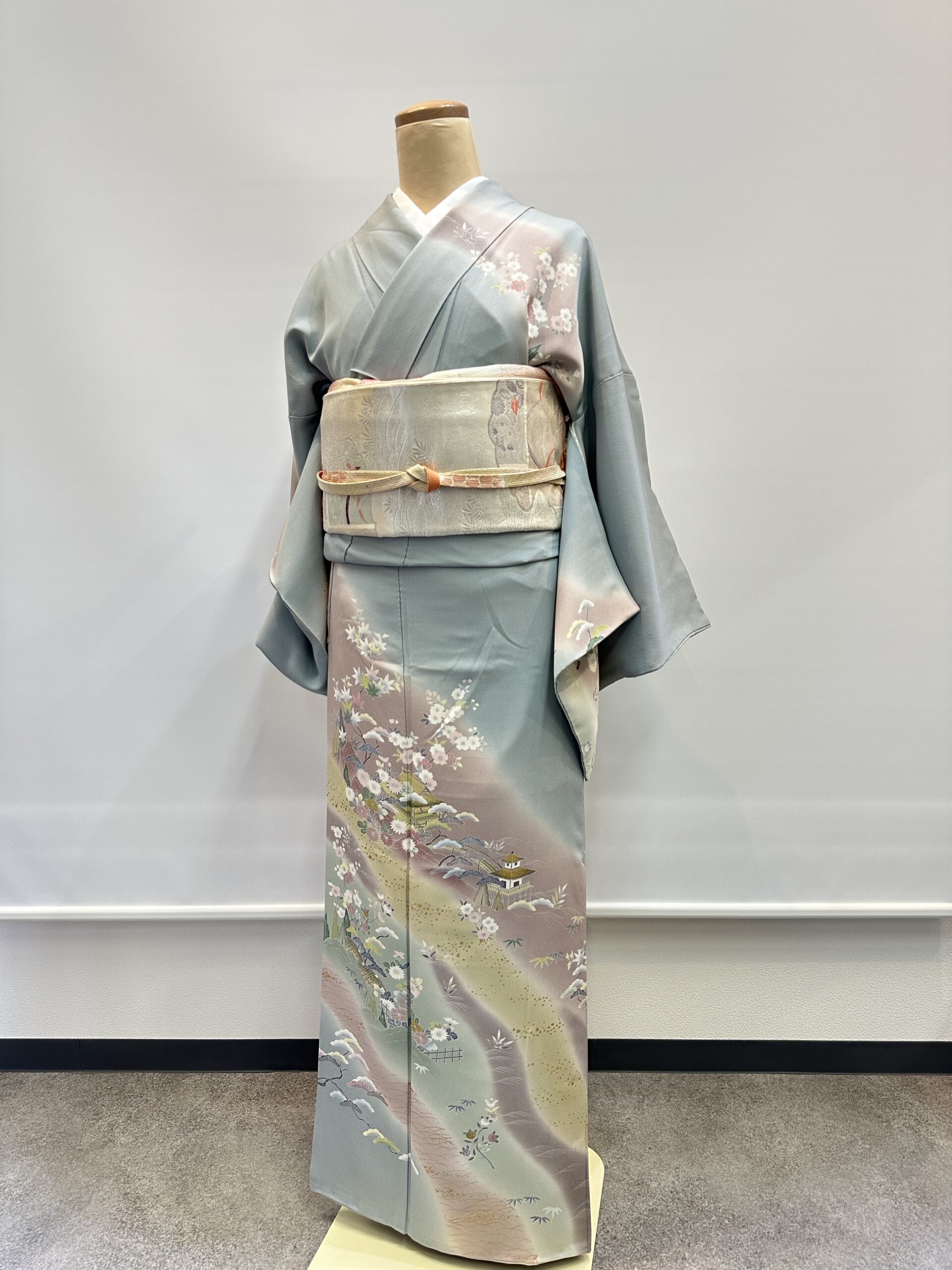 レンタル訪問着【M-13】雪輪に宝尽くしブルー