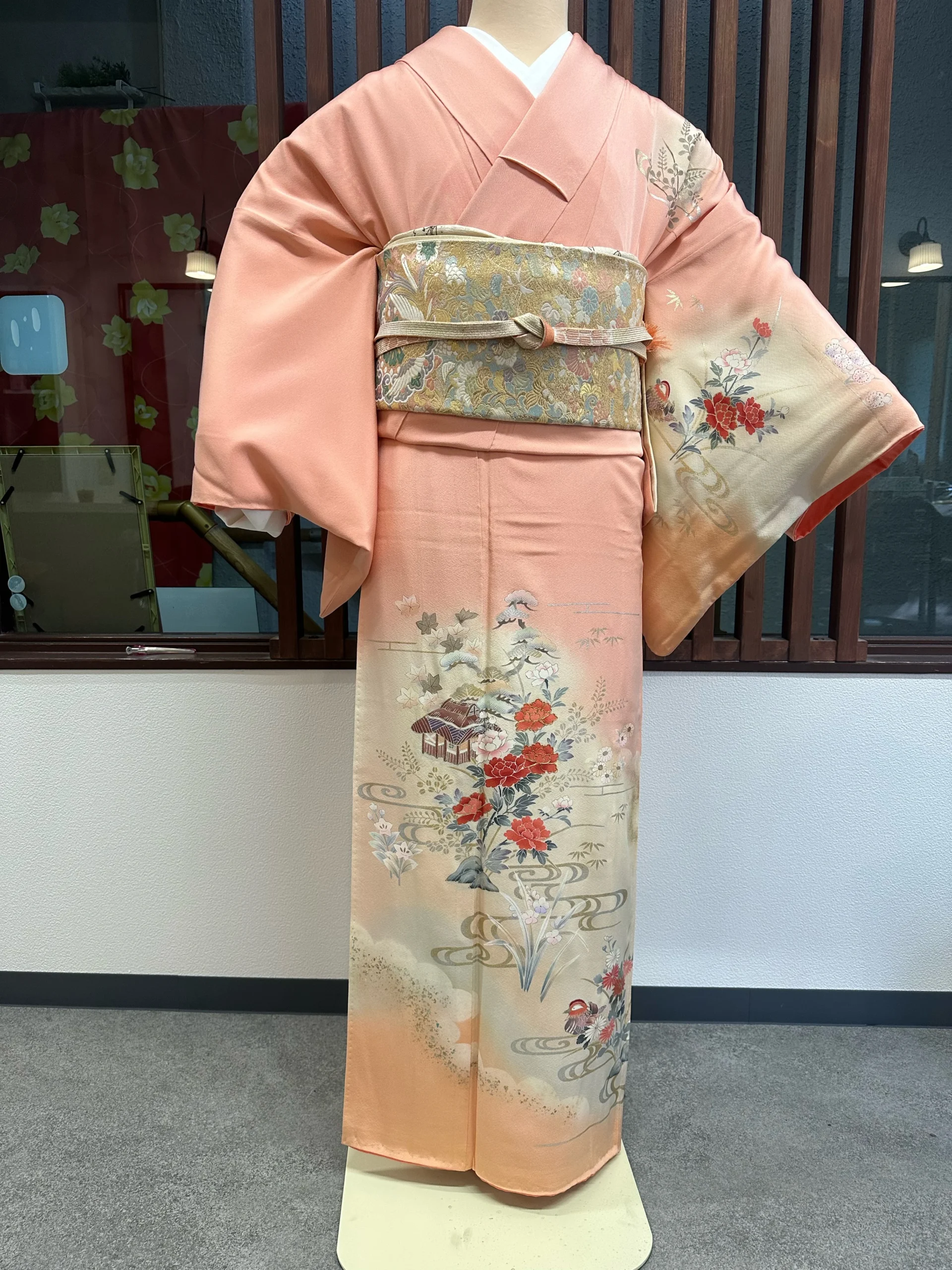 レンタル訪問着【s-6】ピンク御所車