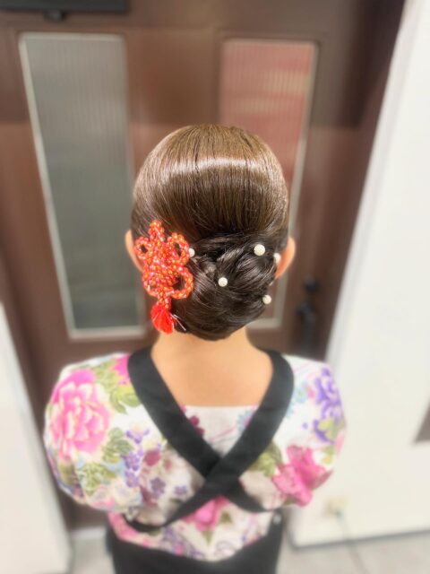お祭りヘアセット　アップヘア